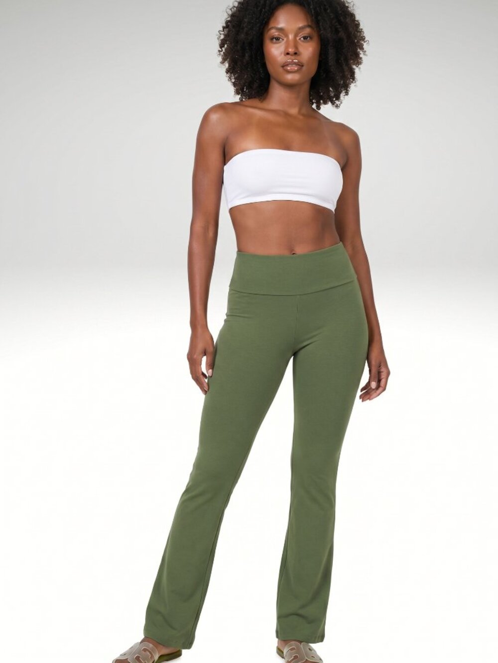 Olive Zenana Wide Waist Band Pants-NWT